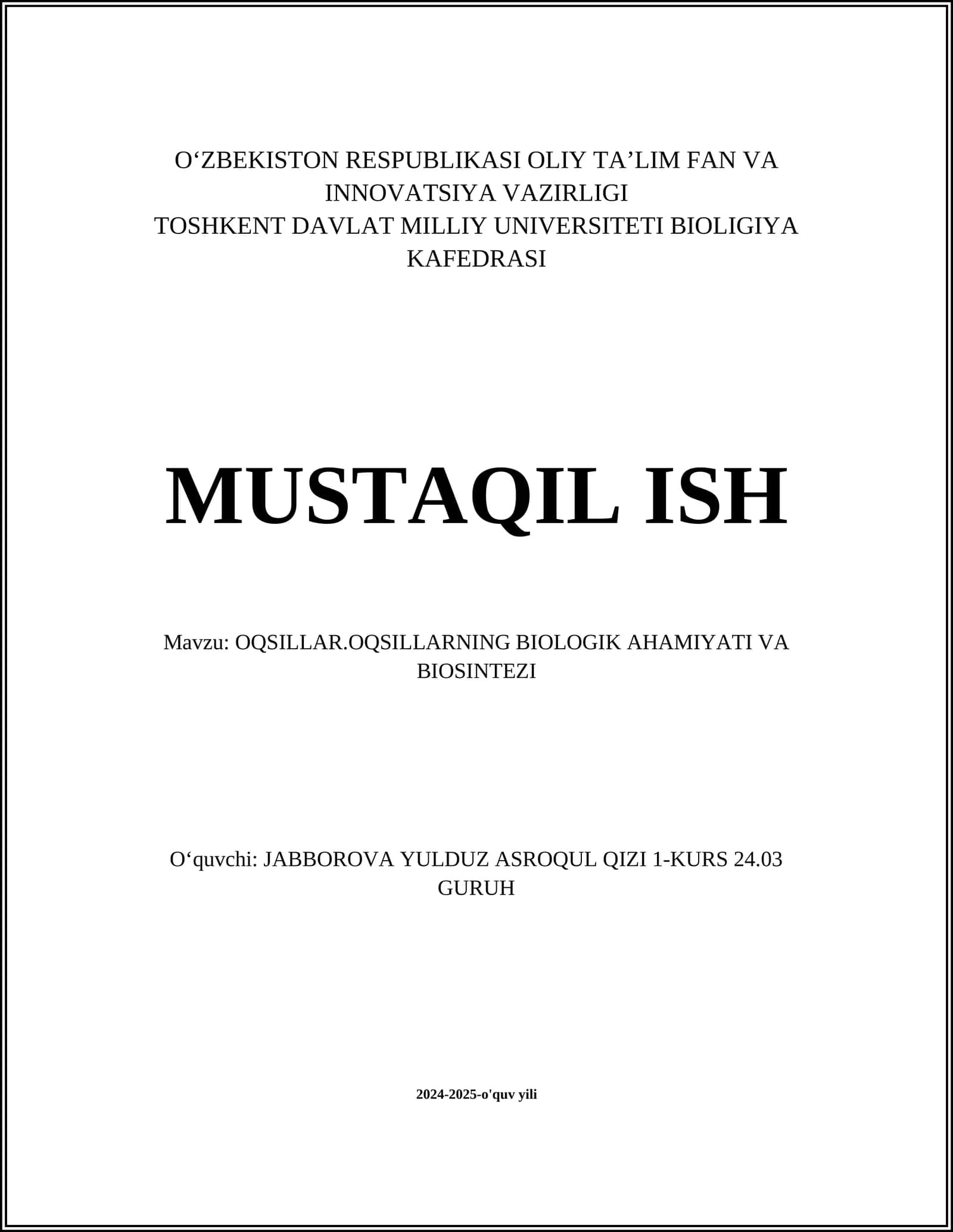 Oqsillar.Oqsillarning biologik ahmiyati va biosintezi