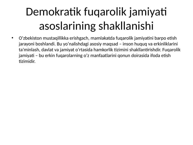 Demokratik fuqarolik jamiyati islohotlar