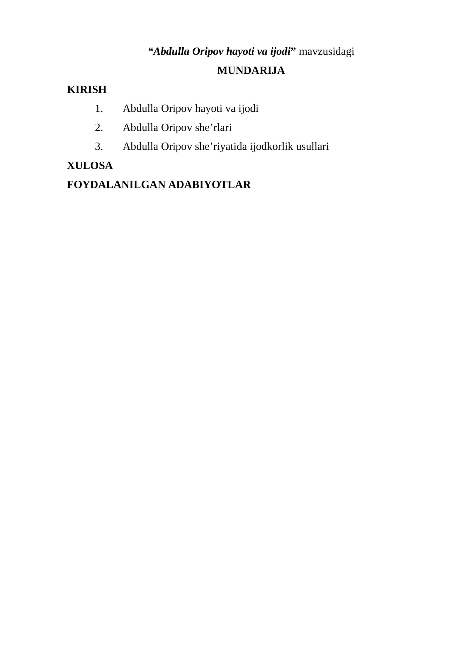 Abdulla Oripov hayoti va ijodi