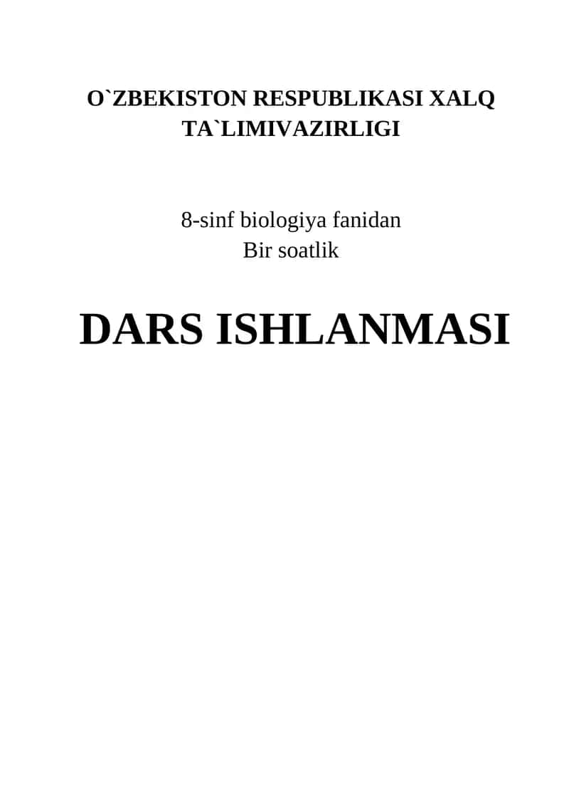 Ko`payish va rivojlanish mavzusida dars ishlanma