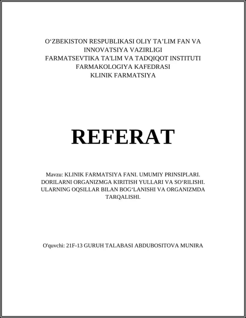 KLINIK FARMATSIYA FANI