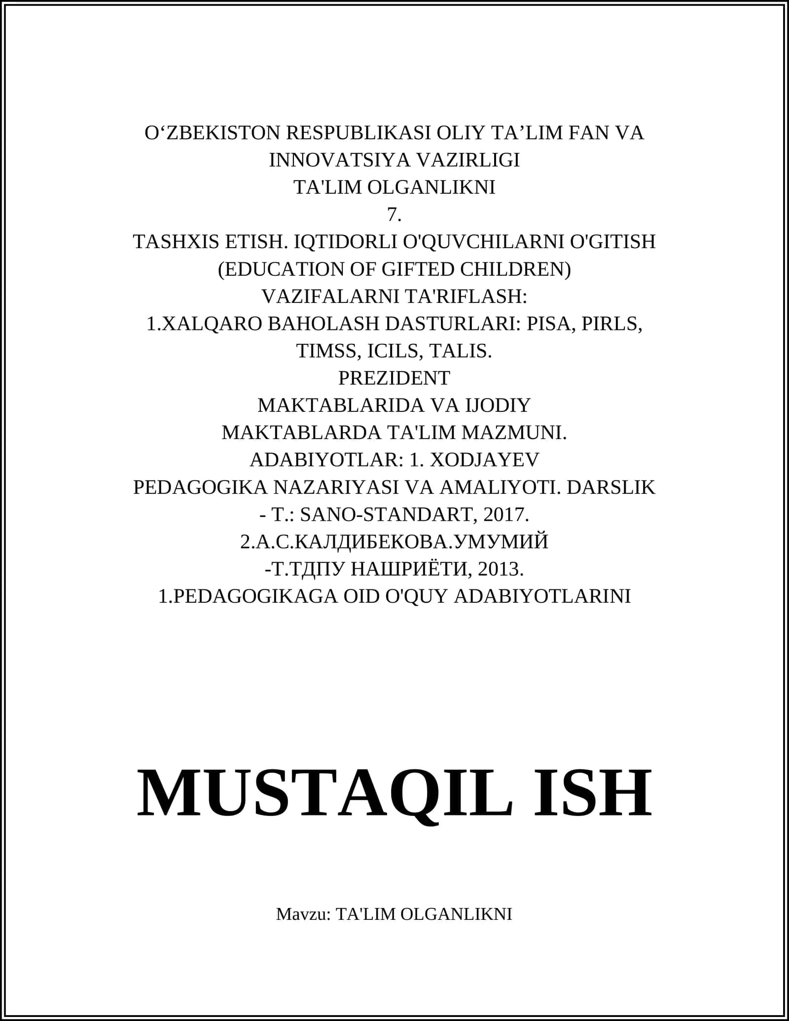 TA'LIM OLGANLIKNI 7