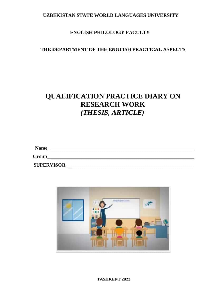 QUALIFICATION PRACTICE DIARY ON RESEARCH WORK