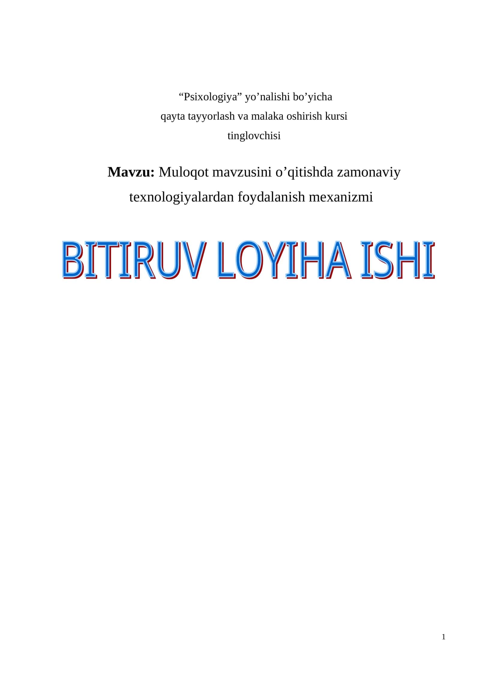 Muloqot mavzusini o’qitishda zamonaviy texnologiyalardan foydalanish mexanizmi