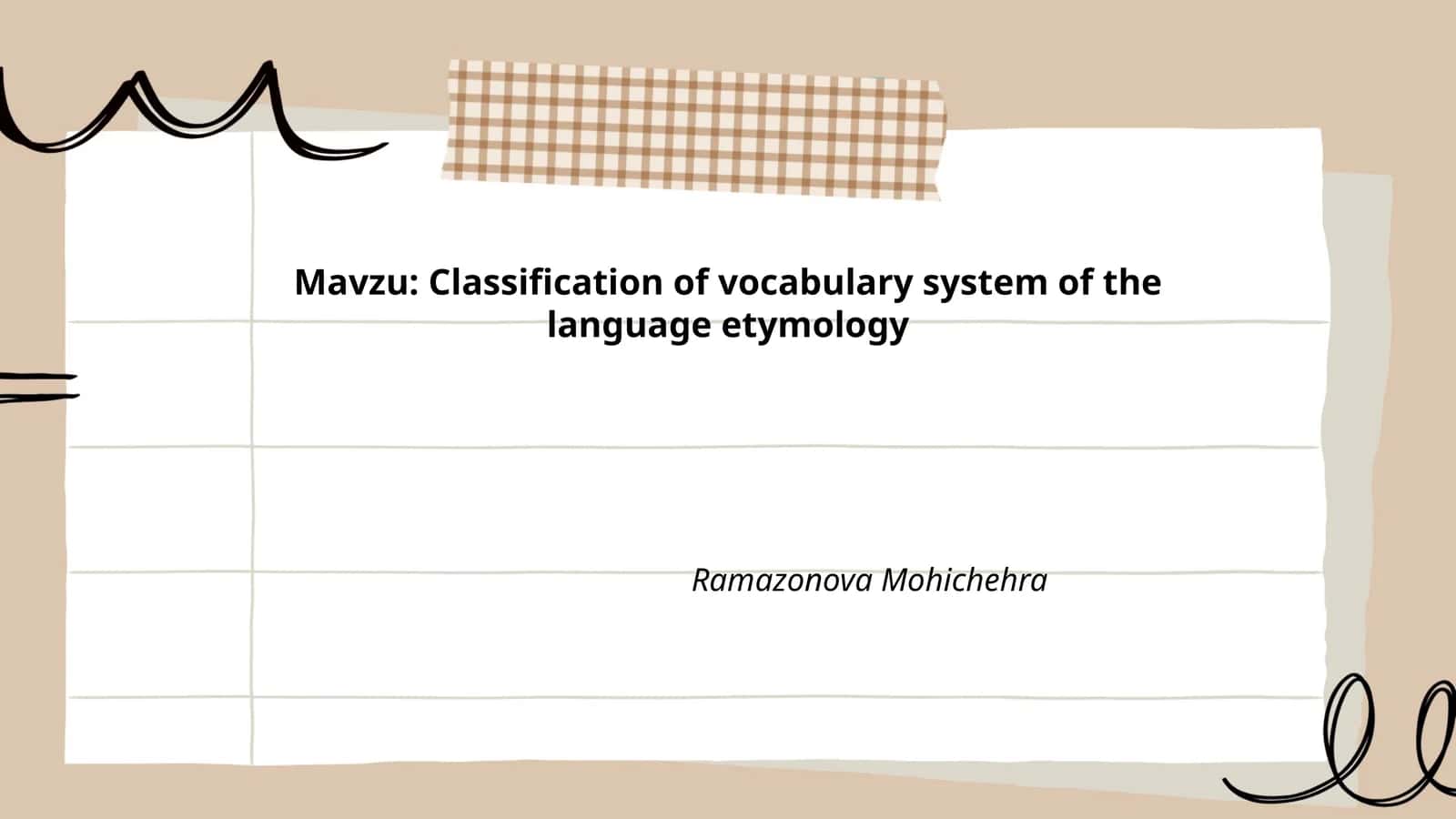 Classification of vocabulary system of the language etymology
