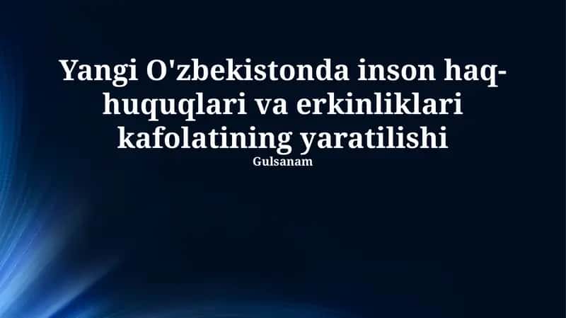 Yangi O'zbekistonda inson haq-huquqlari va erkinliklari kafolatining yaratilishi