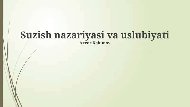 Suzish nazariyasi va uslubiyati
