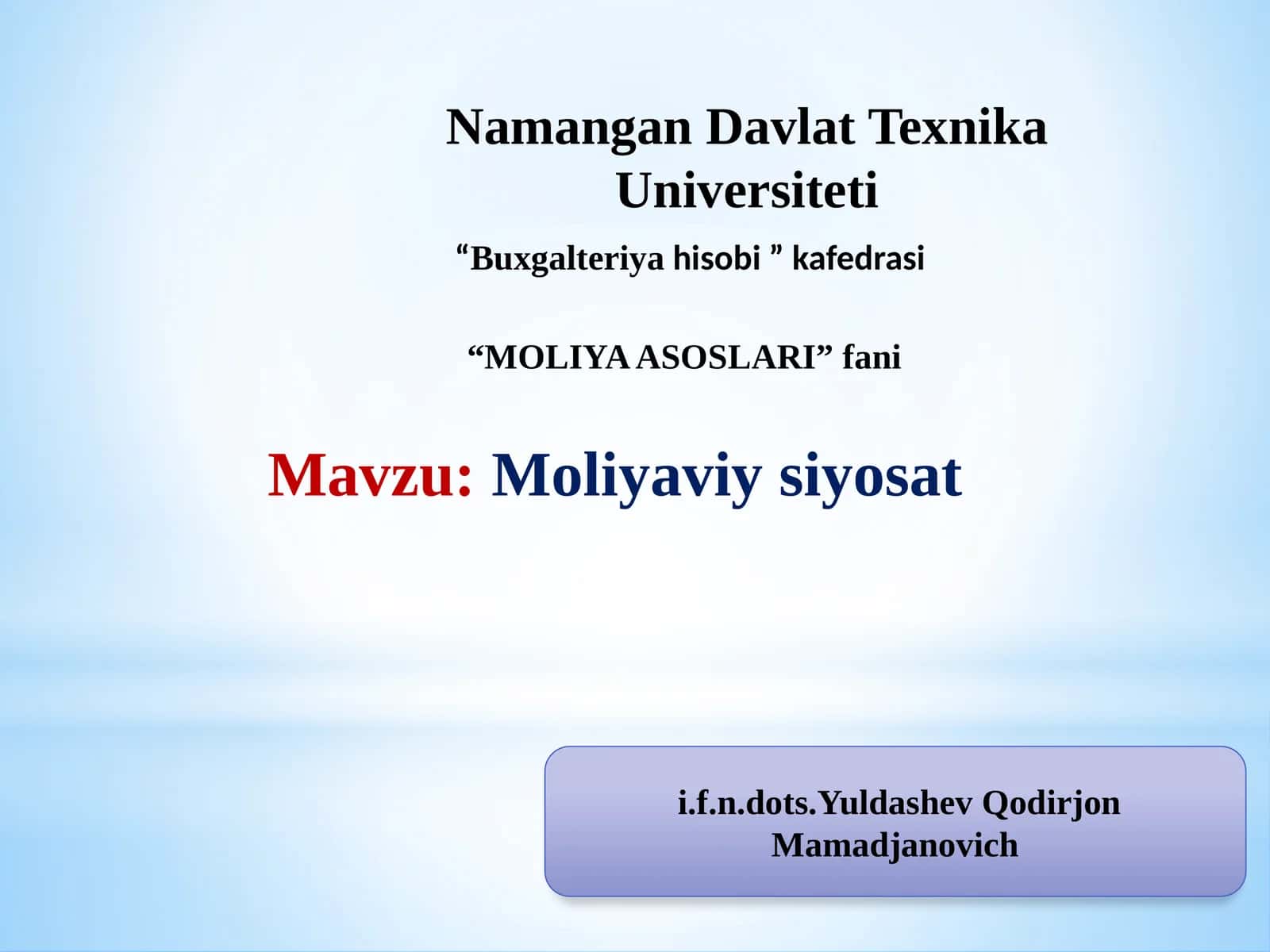 Moliyaviy siyosat