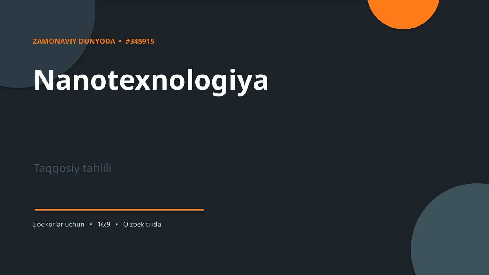 Nanotexnologiya Taqqosiy Tahlili