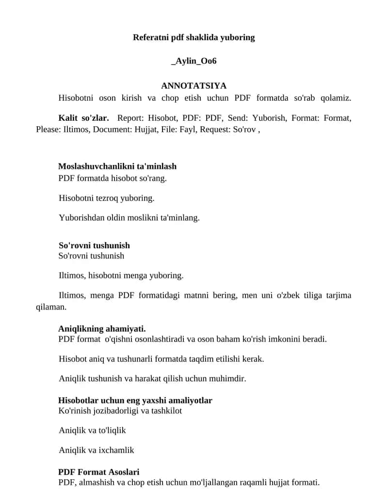 PDF Format Asoslari