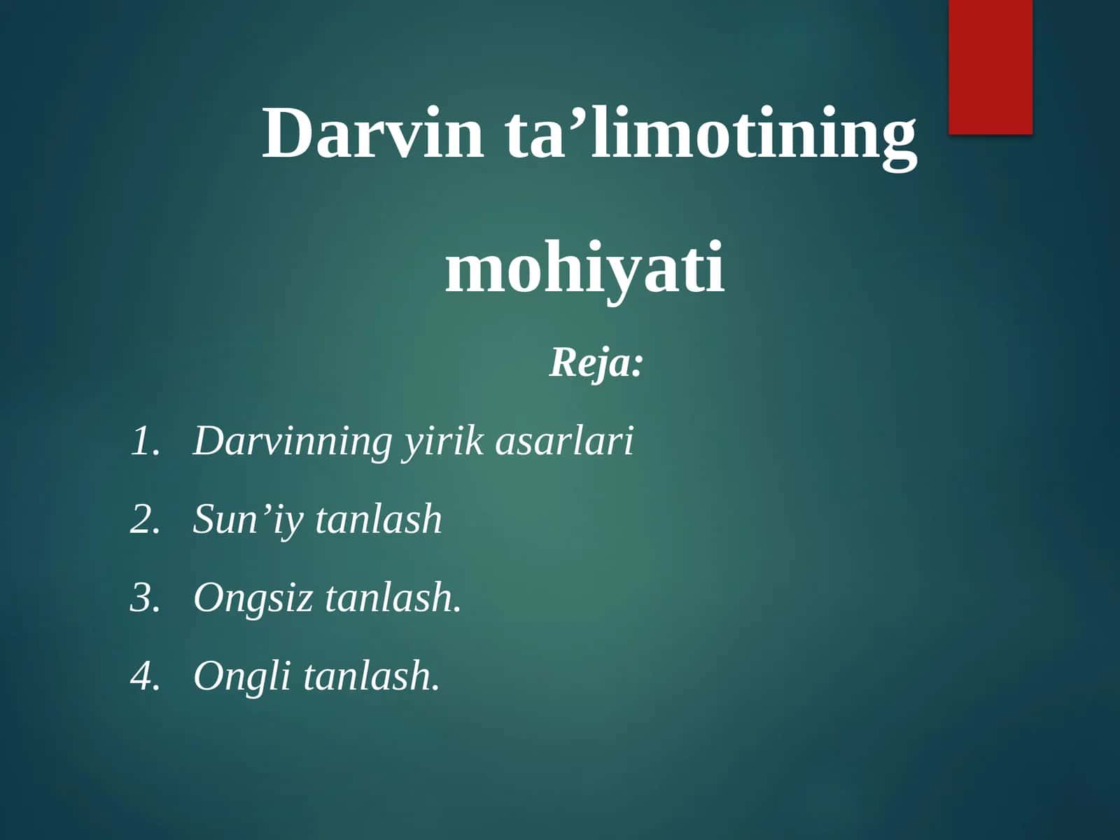 Darvin ta’limotining mohiyati