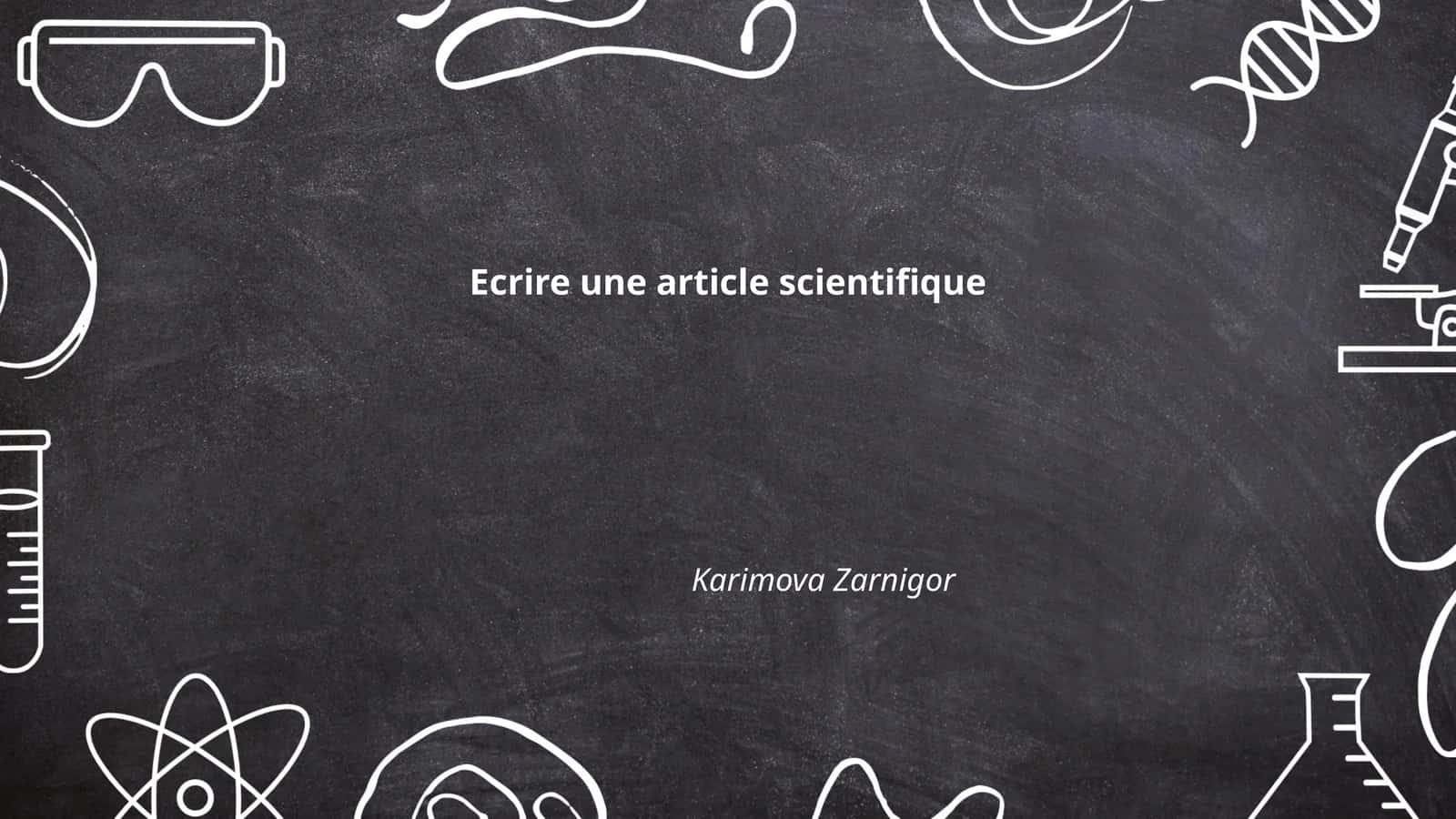 Ecrire une article scientifique