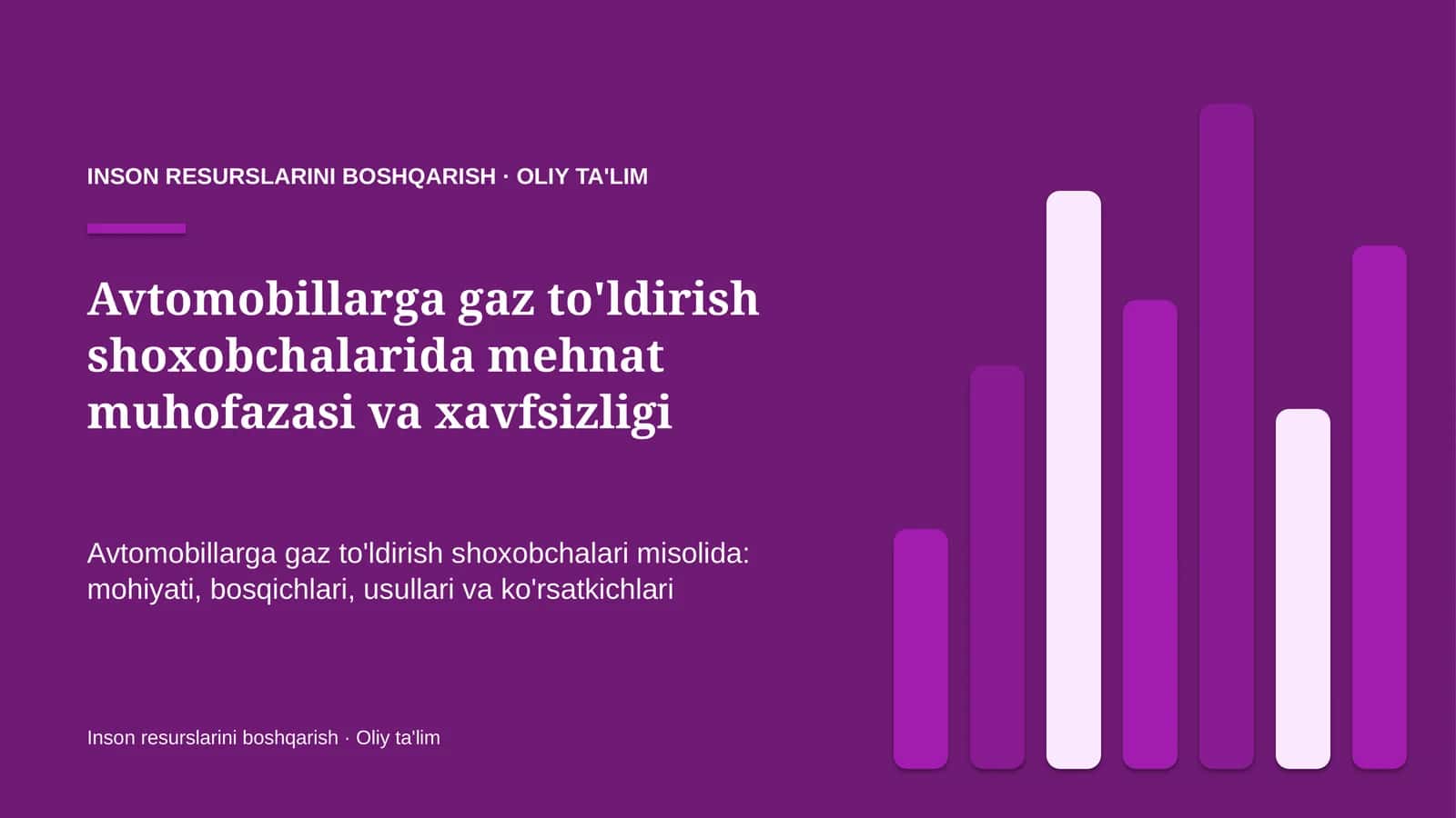 Avtomobillarga gaz to'ldirish shoxobchalarida mehnat muhofazasi va xavfsizligi
