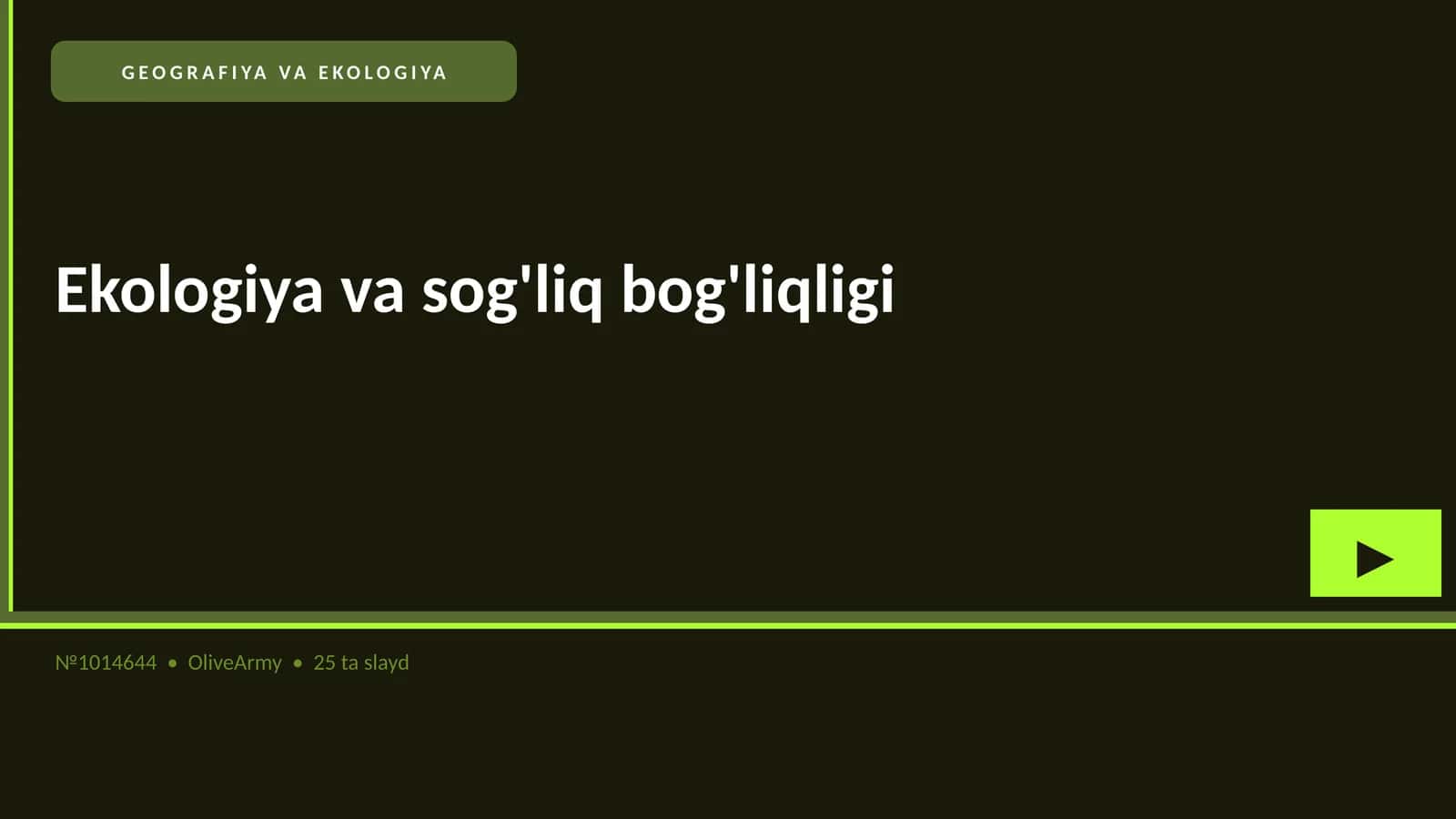 Ekologiya va sog'liq bog'liqligi