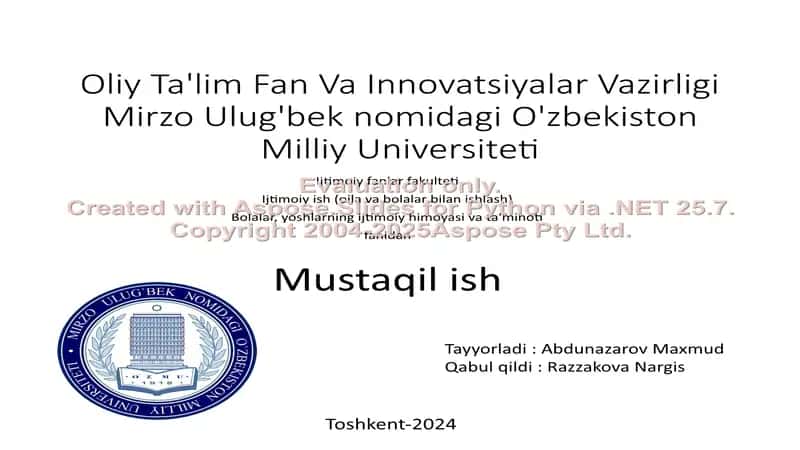 Yosh oilalar va yoshlar uchun ijtimoiy xizmat ko'rsatish muassasalari faoliyatining hususiyatlari
