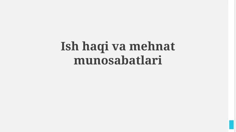 Mehnat huquqi va mehnat munosabatlariga kirish