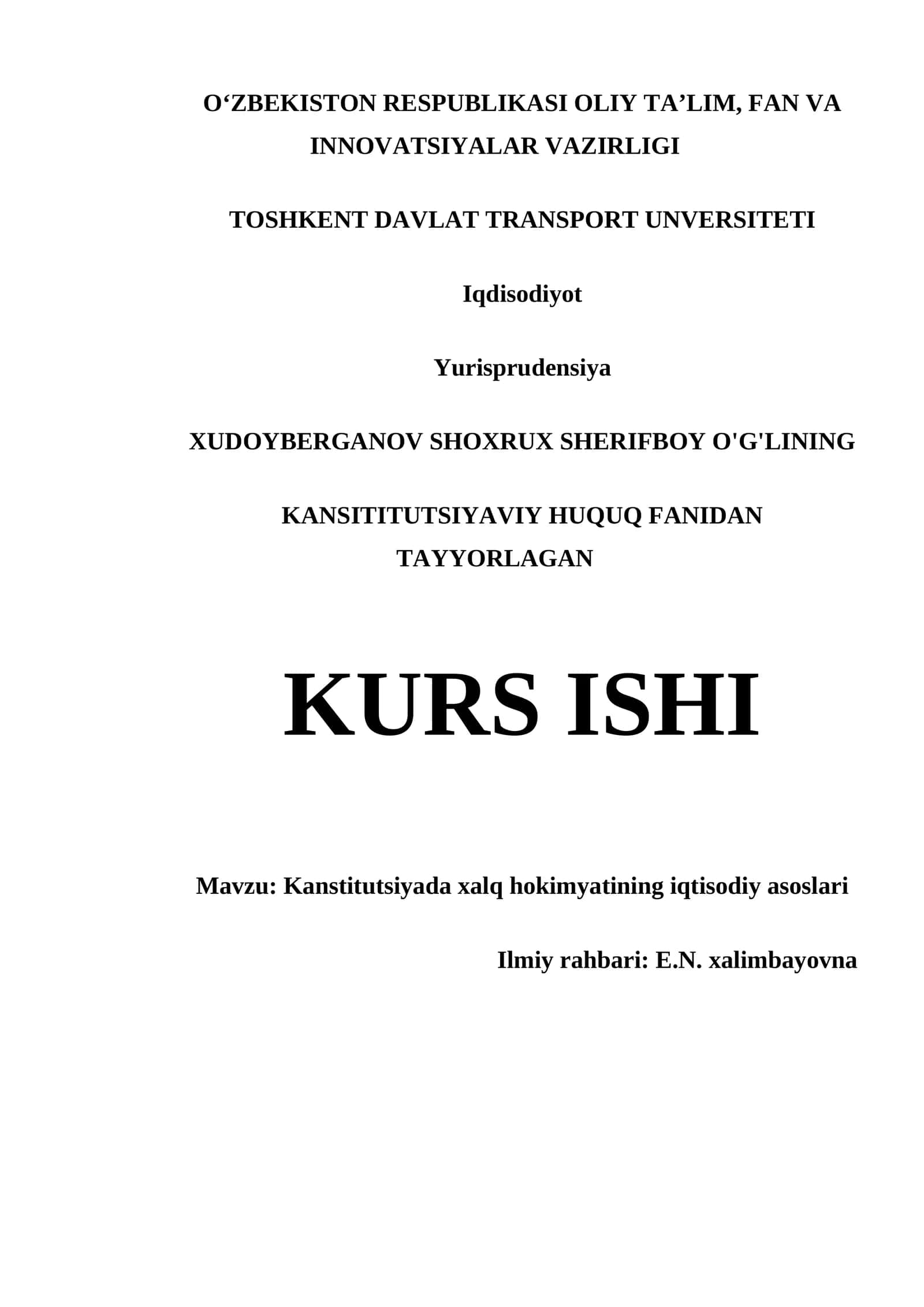 Kanstitutsiyada xalq hokimyatining iqtisodiy asoslari
