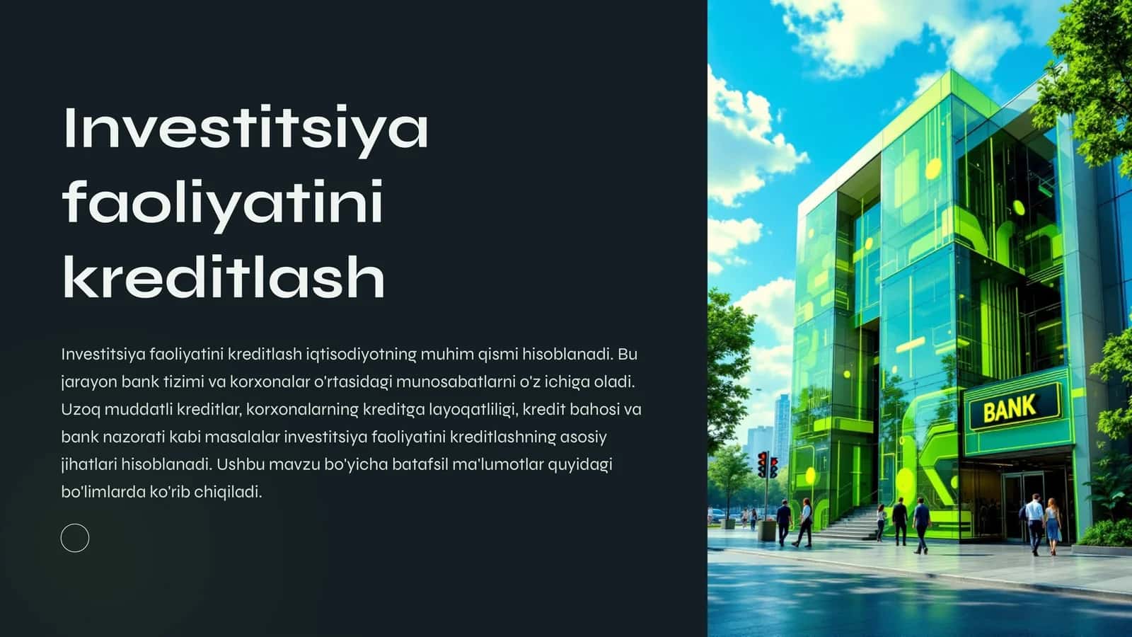 Investitsiya faoliyatini kreditlash