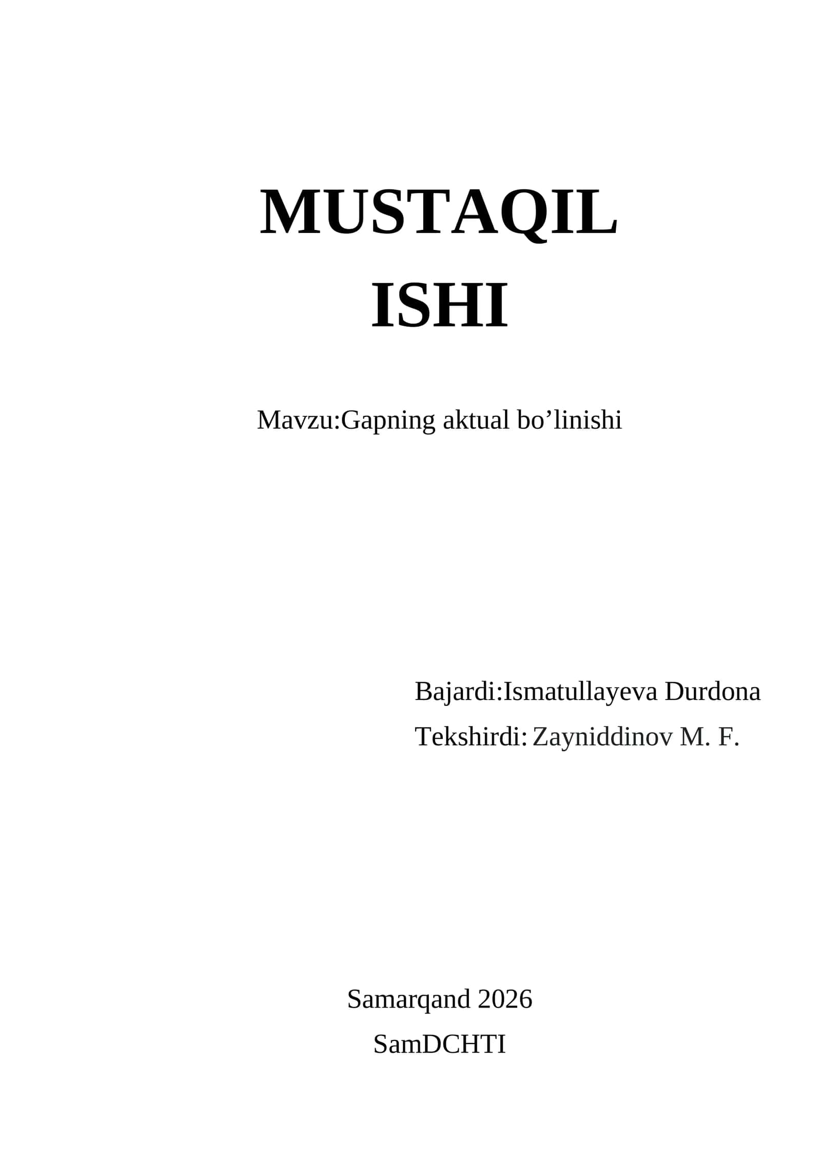 Gapning aktual bo’linishi