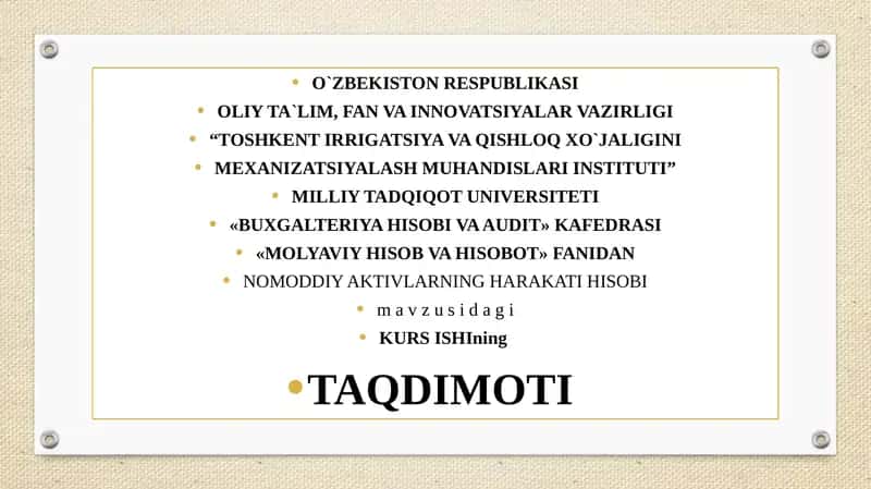 NOMODDIY AKTIVLARNING HARAKATI HISOBI