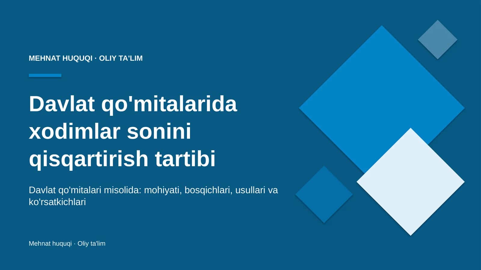 Davlat qo'mitalarida xodimlar sonini qisqartirish tartibi