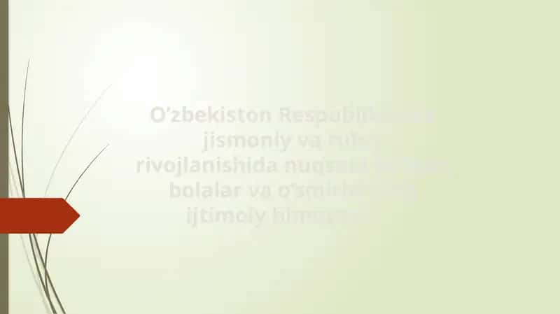 O’zbekiston Respublikasida jismoniy va ruhiy rivojlanishida nuqsoni bo’lgan bolalar va o’smirlarning ijtimoiy himoyasi.