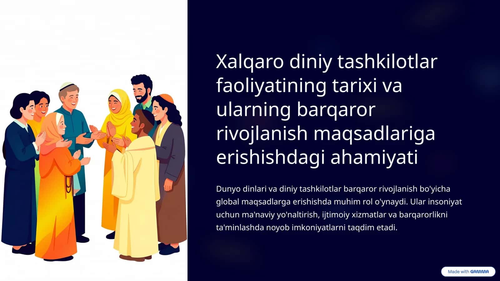 Xalqaro diniy tashkilotlar faoliyatining tarixi va ularning barqaror rivojlanish maqsadlariga erishishdagi ahamiyati