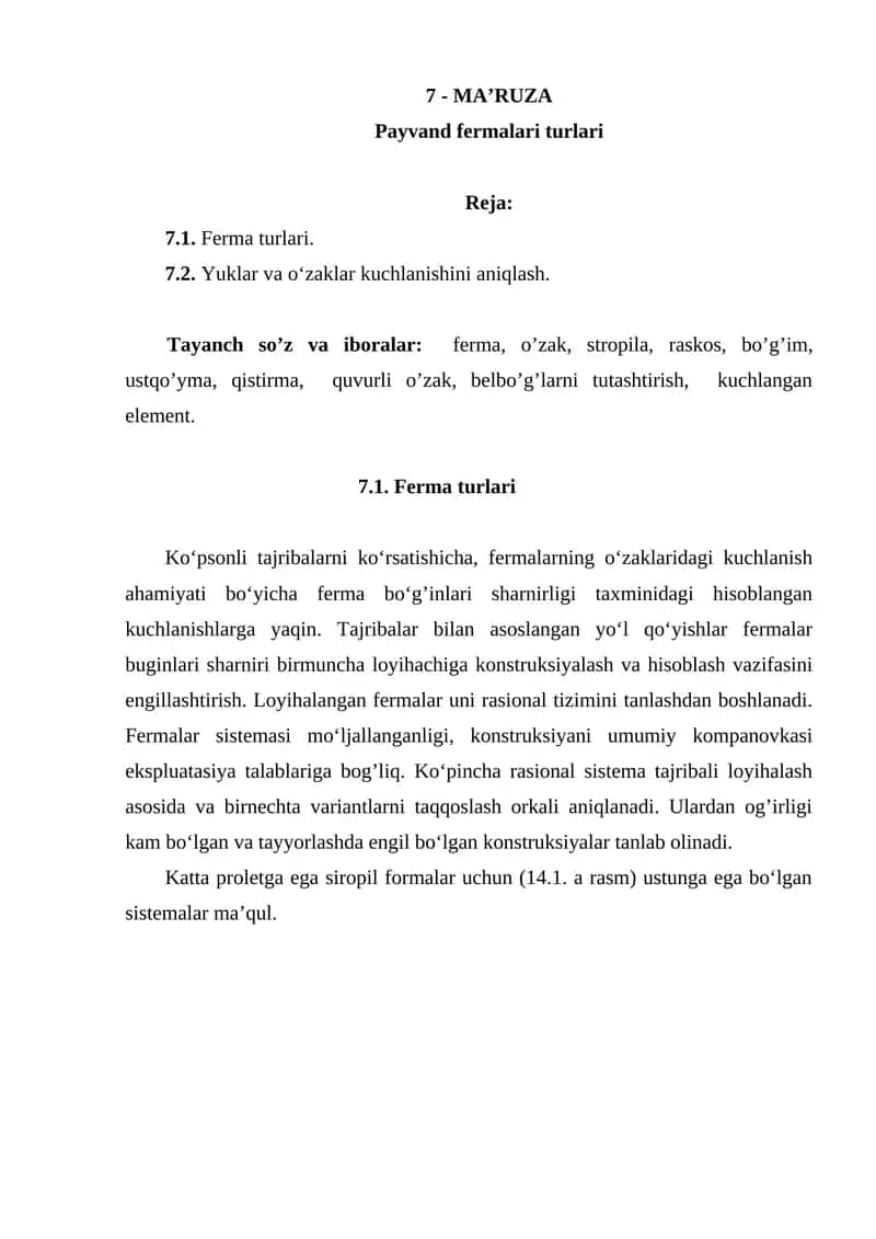 Ma’ruza Payvand Fermalari Turlari