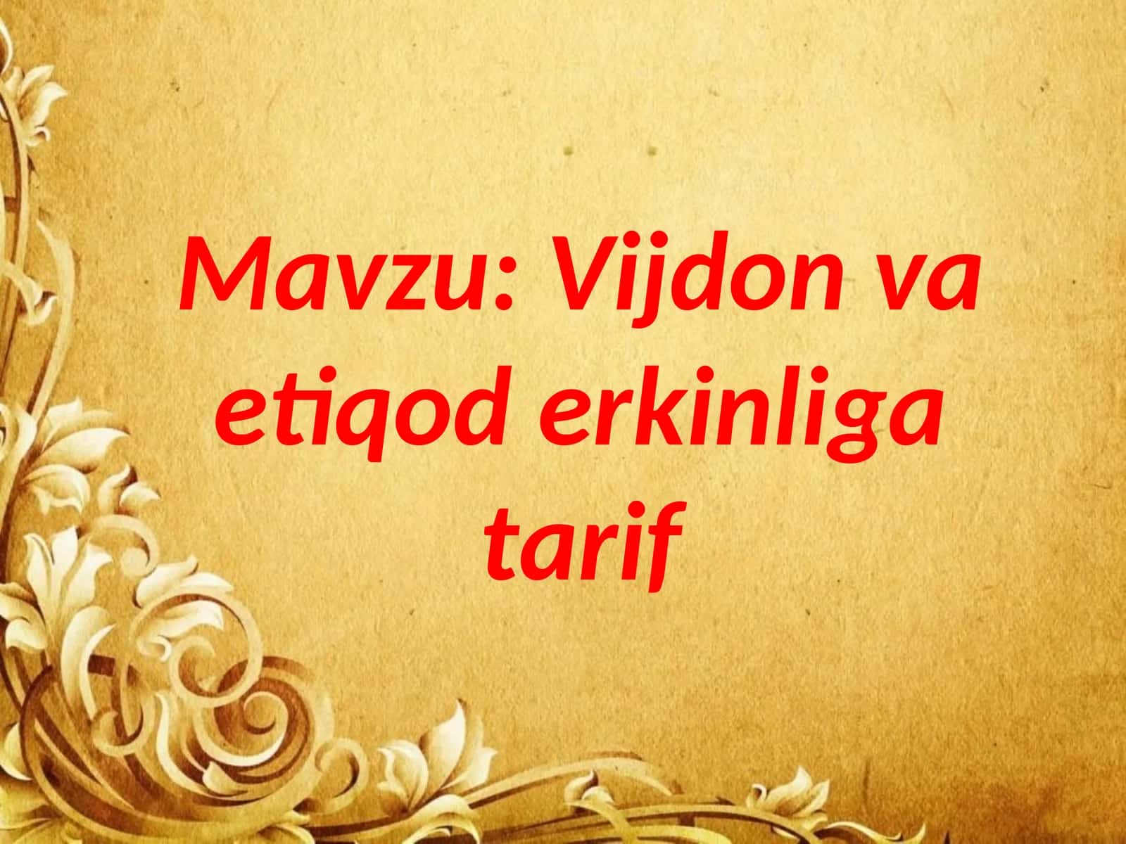 Vijdon va etiqod erkinliga tarif