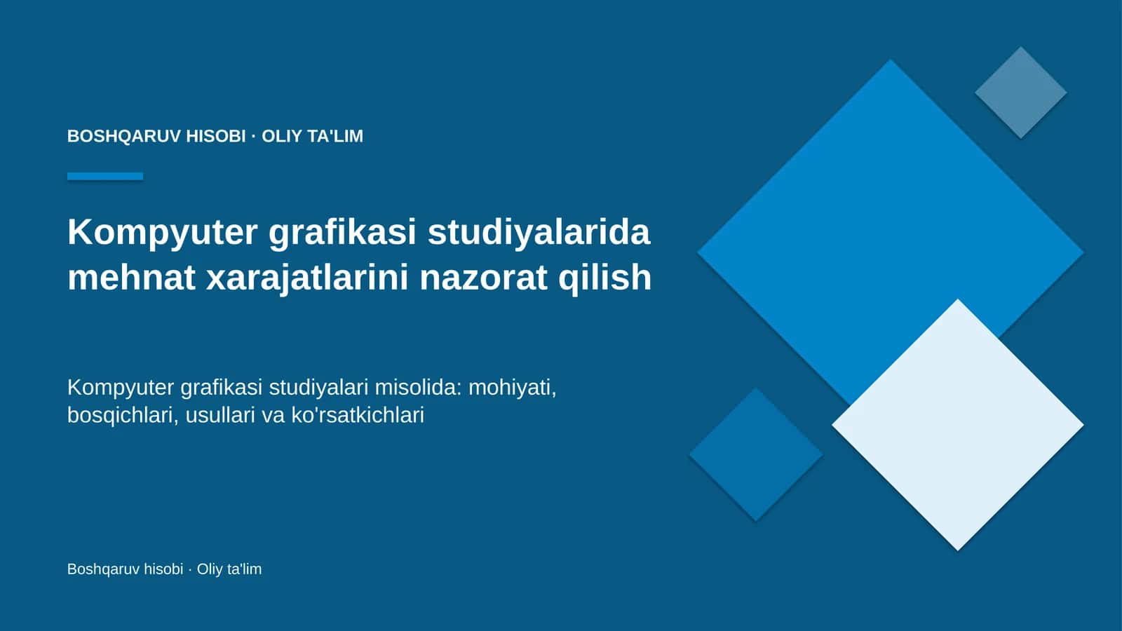 Kompyuter grafikasi studiyalarida mehnat xarajatlarini nazorat qilish