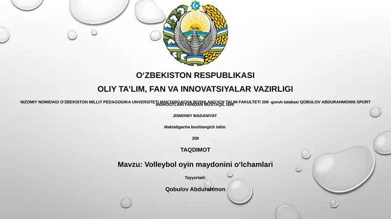 Volleybol oyin maydonini oʻlchamlari