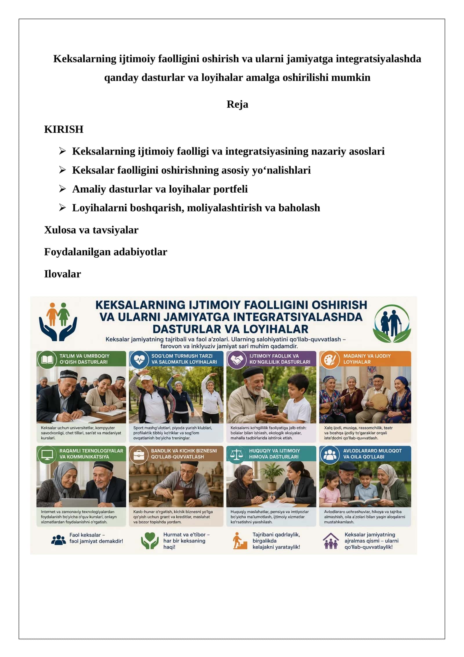Keksalarning ijtimoiy faolligini oshirish va ularni jamiyatga integratsiyalashda qanda