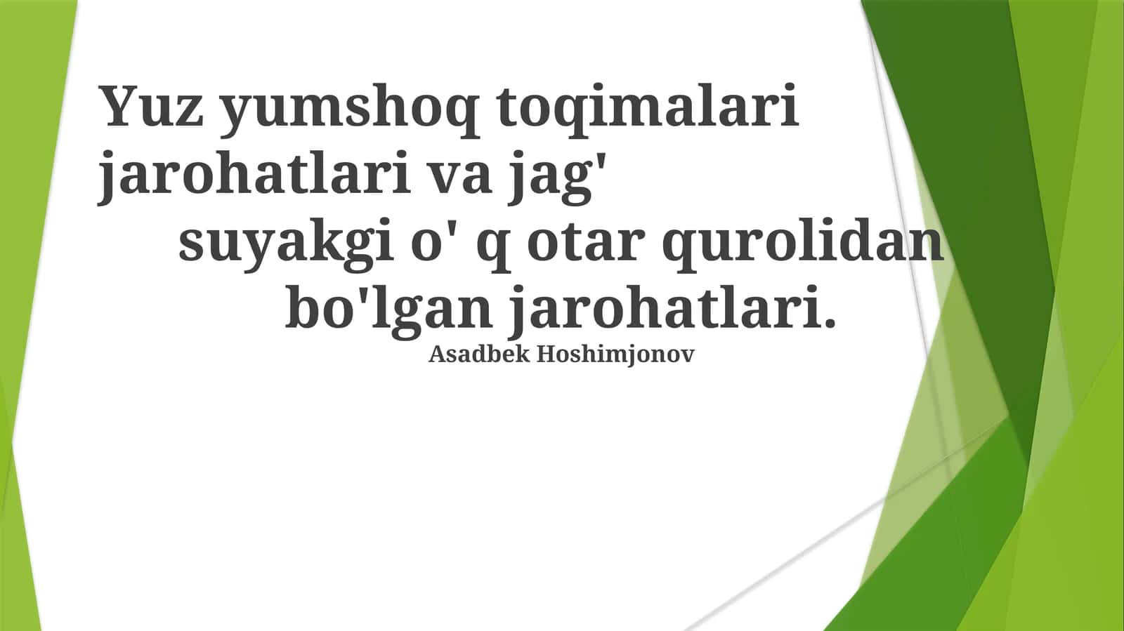 Suyak va yumshoq toqimalari jarohatlari