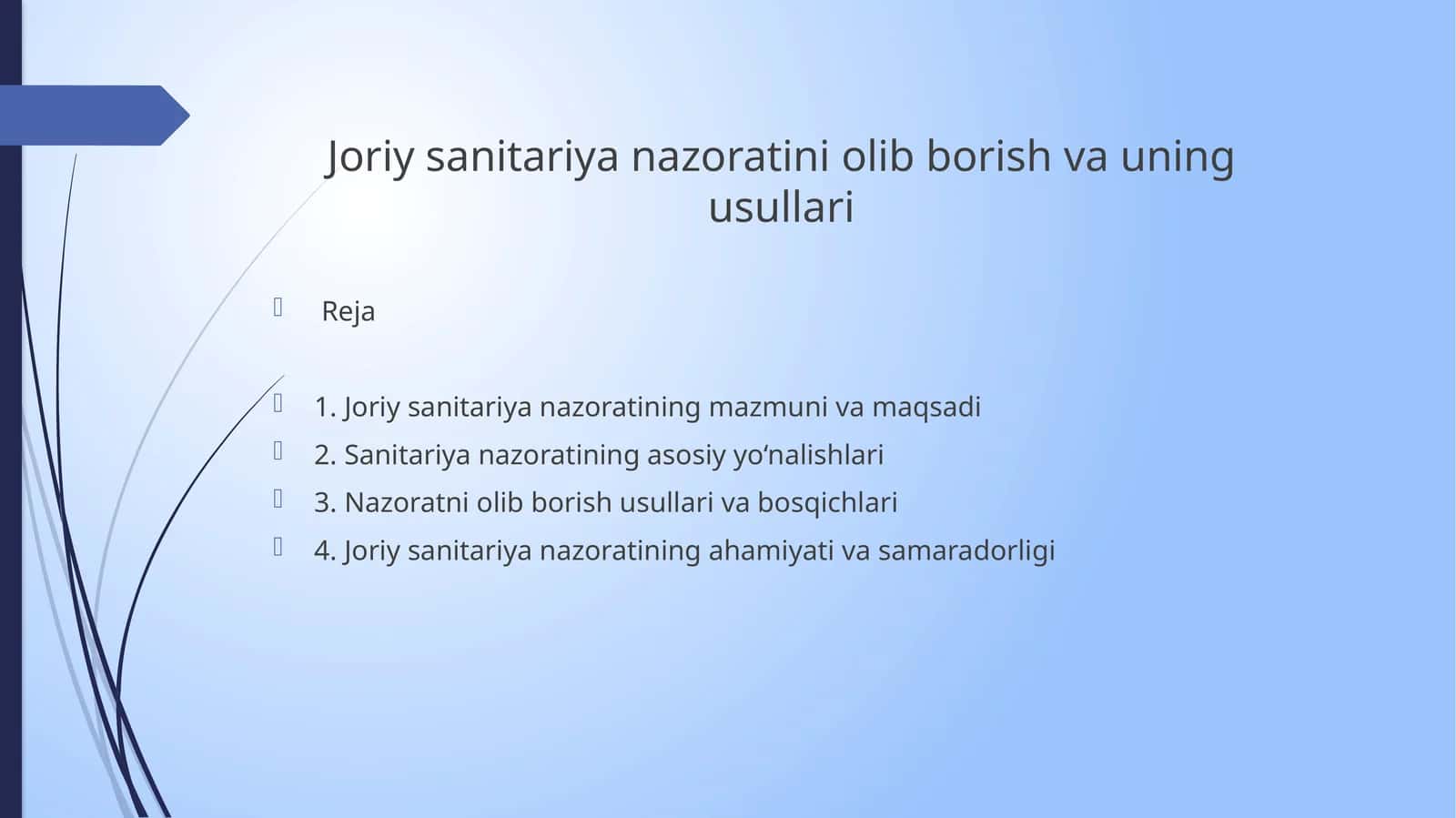 Joriysanitariyanazoratiniolibborishvauningusullari
