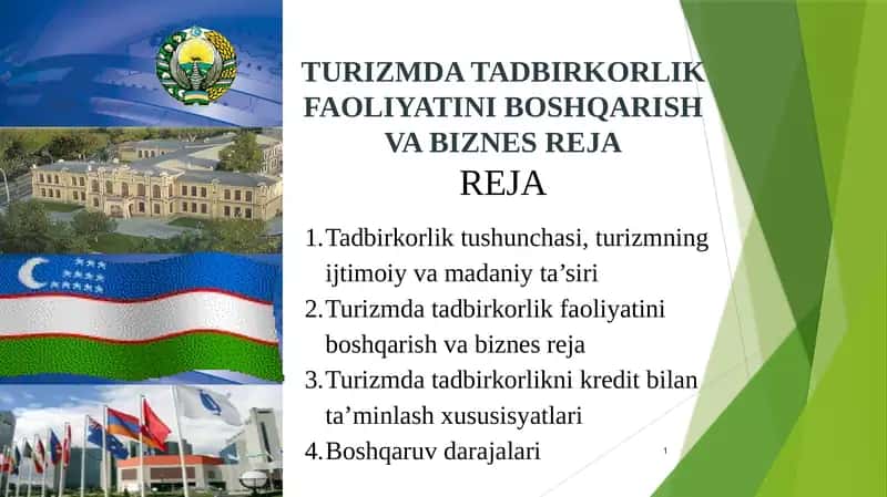 Turizmda Tadbirkorlik Faoliyatini Boshqarish va Biznes Rejareja