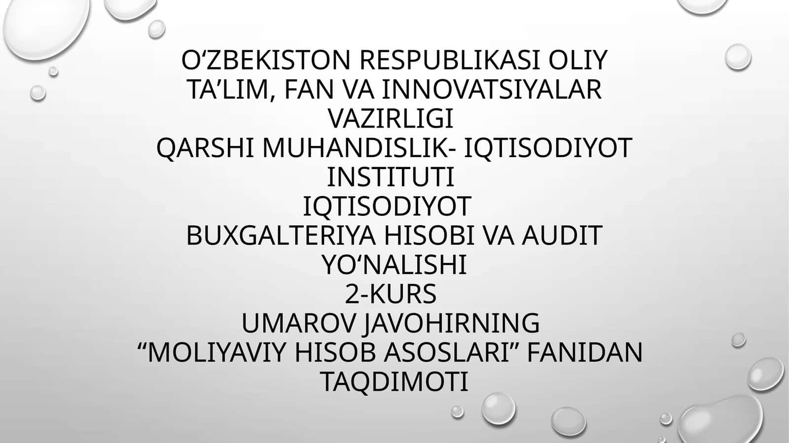 Moliyaviy hisob asoslari
