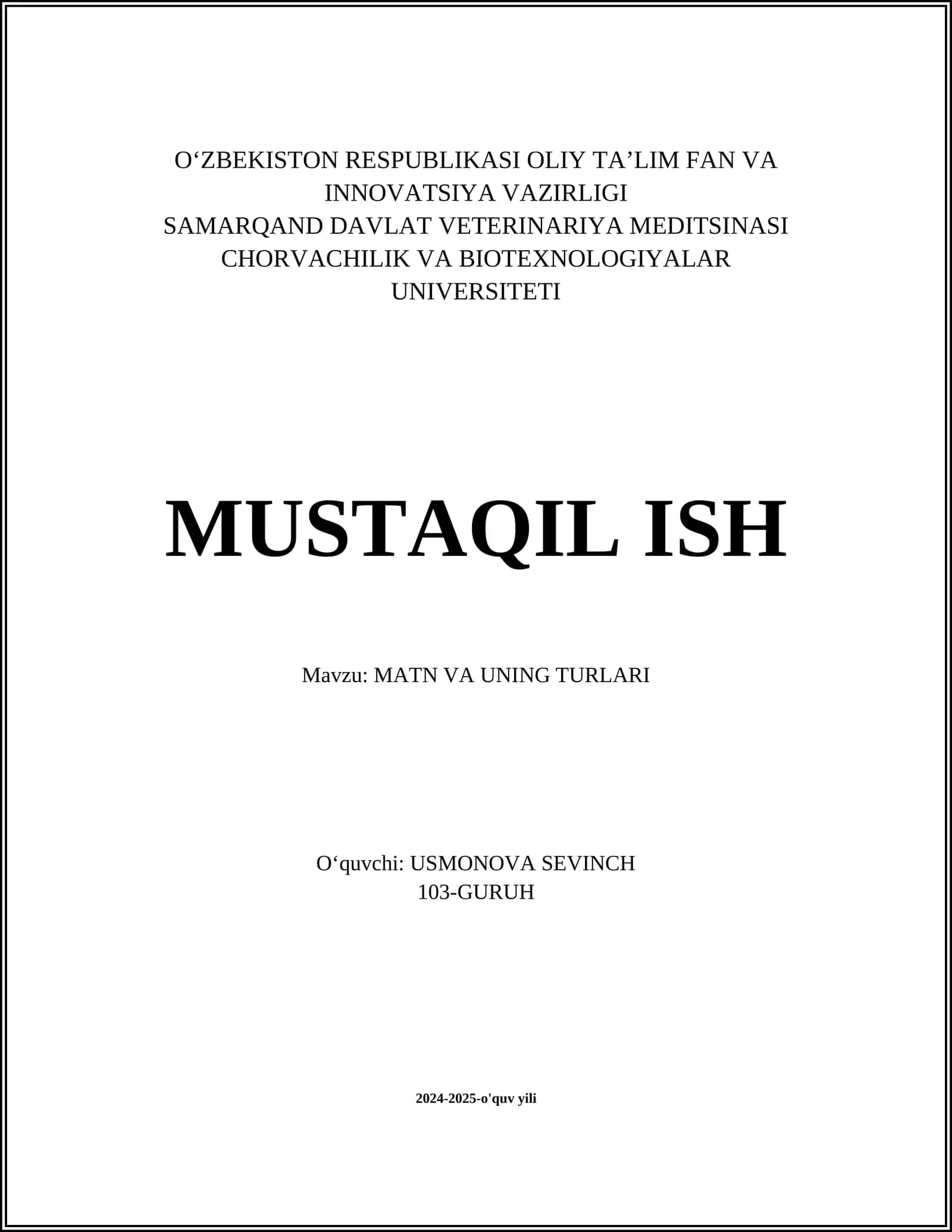 MATN VA UNING TURLARI