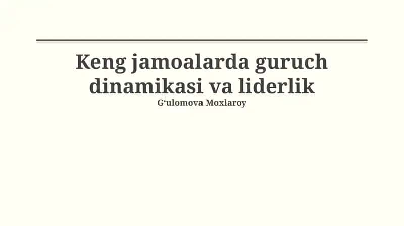 Liderlik Uslublari va Guruch Dinamikasi