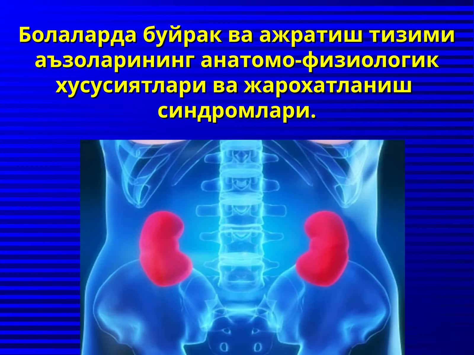 Болаларда буйрак ва ажратиш тизими аъзоларининг анатомо-физиологик хусусиятлари ва жарохатланиш синдромлари