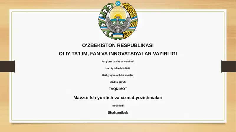 Ish yuritish va xizmat yozishmalari