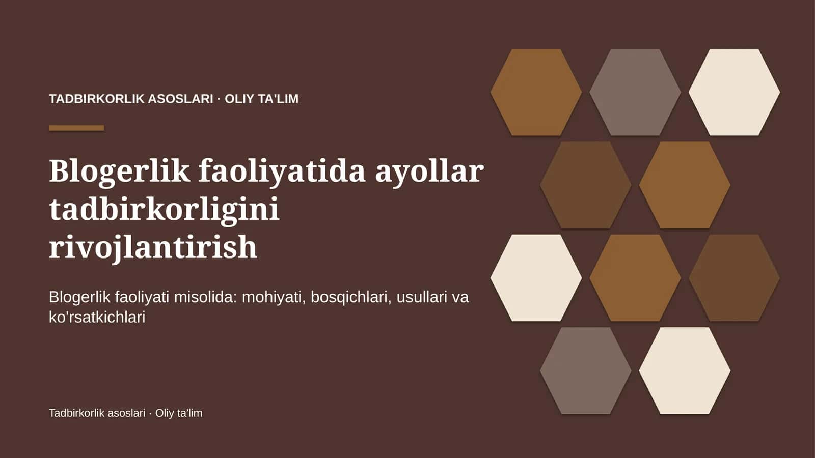 Ayollar tadbirkorligini rivojlantirish: mohiyati