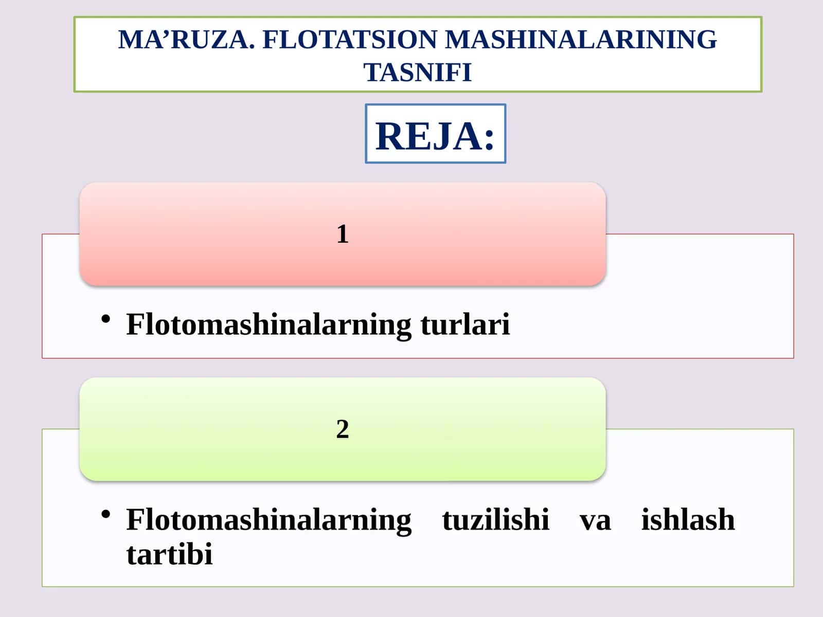 FLOTATSION MASHINALARINING TASNIFI