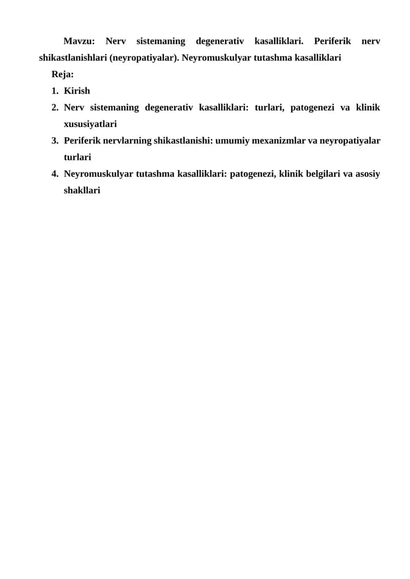 Nerv sistemaning degenerativ kasalliklari