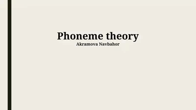 Phoneme theory