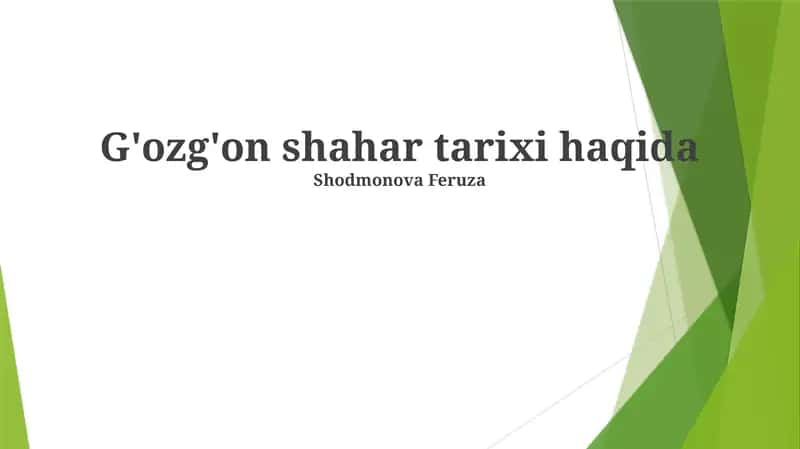 G'ozg'on shahar tarixi haqida