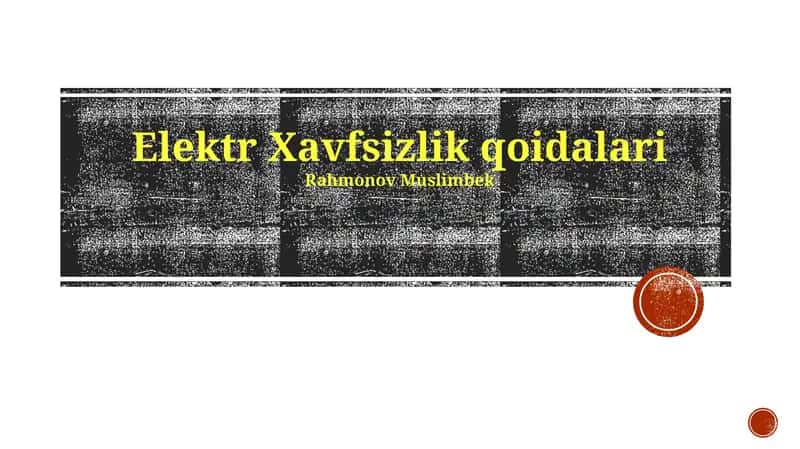 Elektr Xavfsizlik qoidalari