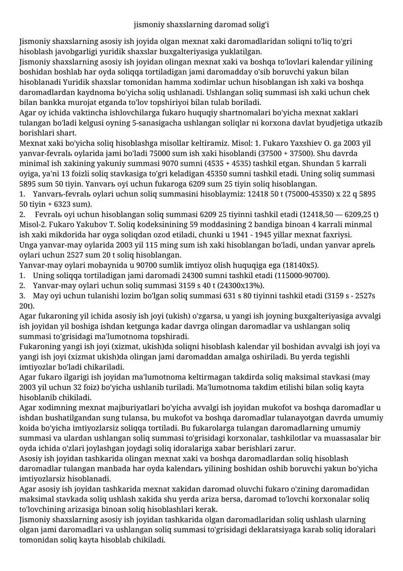 Jismoniy shaxslarning daromad solig'i