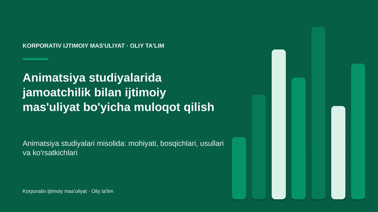 Animatsiya studiyalarida jamoatchilik bilan ijtimoiy mas'uliyat bo'yicha muloqot qilish