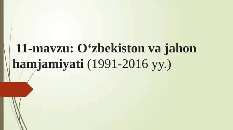 O'zbekiston va jahon hamjamiyati (1991-2016 yy.)