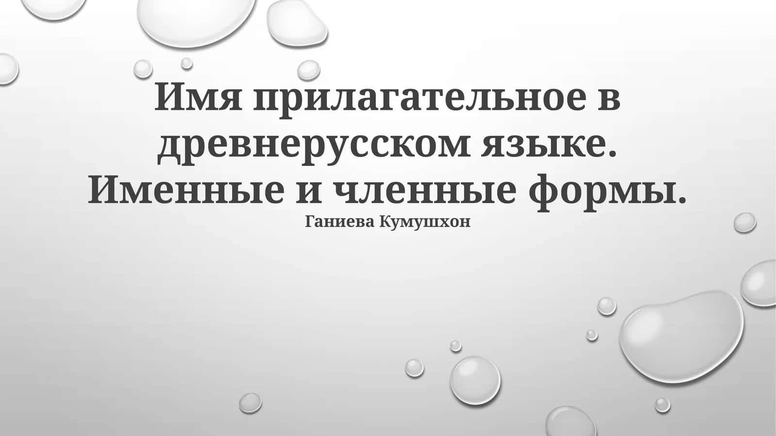 Имя прилагательное в древнерусском языке. Именные и членные формы